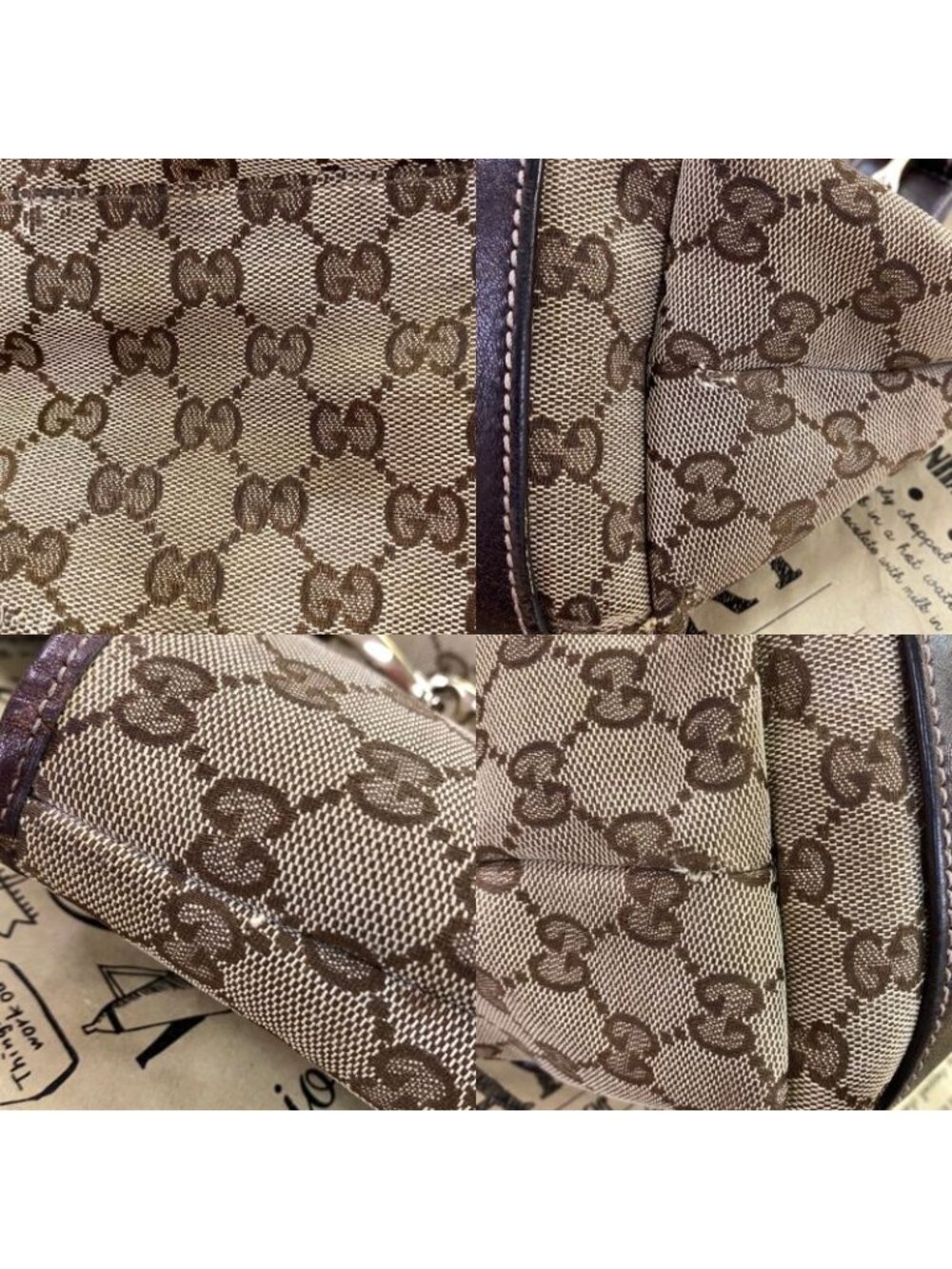 ★SOLD★ Gucci Tote Shoulder Bag GG Canvas Horsebid - Picture 14 of 16